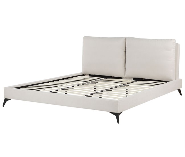 Beliani Cama com estrado Chenille MELLE 195x240 Bege