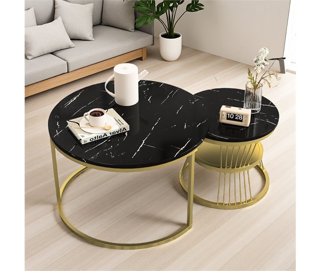 Conjunto de duas peças, mesa de centro, mesa lateral 70x70 Branco