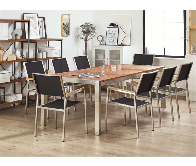 Beliani Mesa de refeição GROSSETO 100x220 Castanho