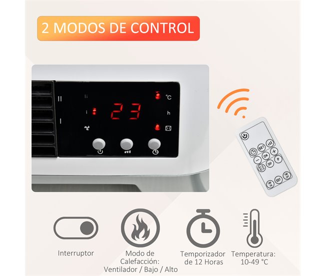 Aquecedor de Parede ABS, PP HOMCOM Branco