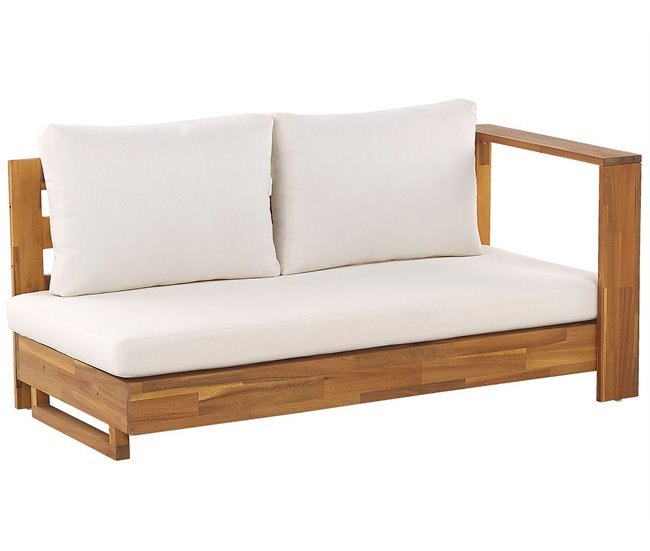 Beliani Conjunto lounge Madeira de acácia MARETTIMO Branco/ Bege