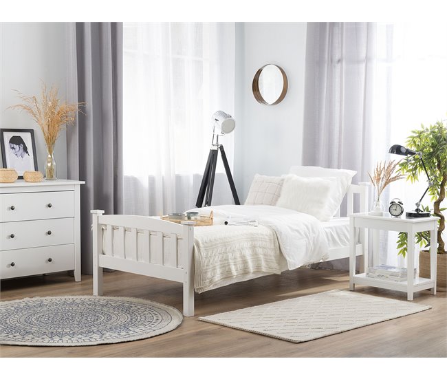 Beliani Cama com estrado Pinho GIVERNY 99x208 Branco