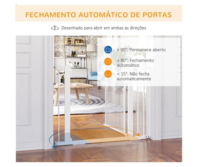 Barreira de Segurança Aço e ABS PawHut Branco