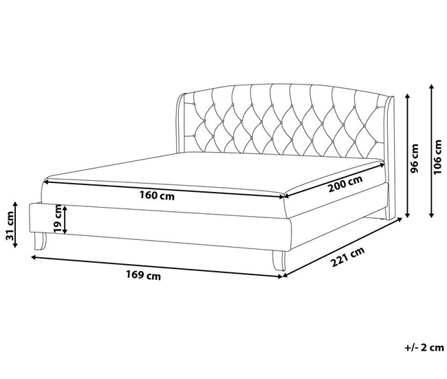 Beliani Cama com estrado Poliéster BORDEAUX 169x221 Bege