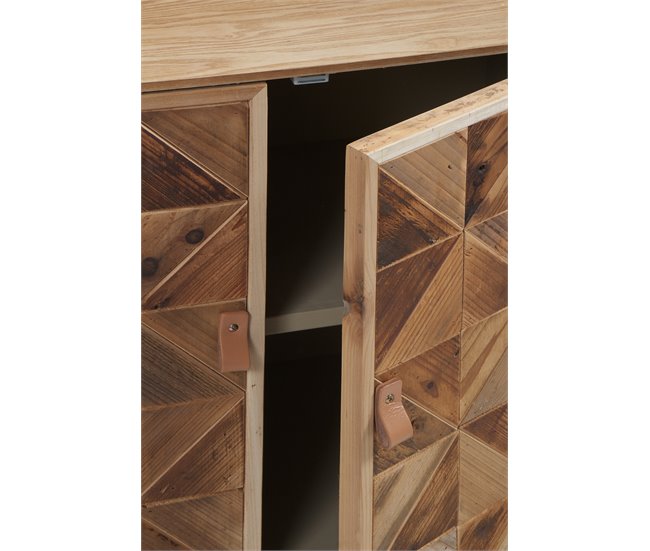 Aparador De Chapa De Fresno, Frontis De Madera Reciclada Con Base De Metal 110 Madeira