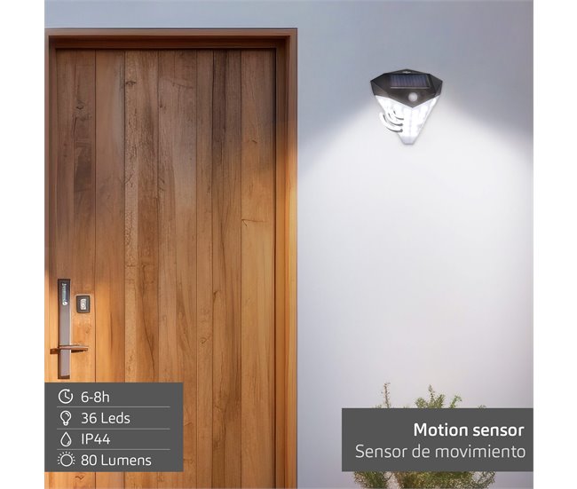 Aktive Pacote de 6 luminárias de parede LED solares com sensor Preto