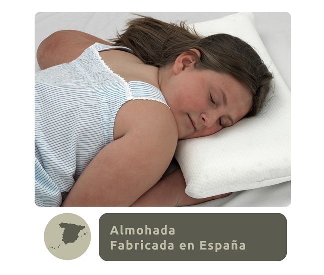 Almohada Viscoelástica Aloe Vera Infantil 30x50cm con Bolsa Transporte 30x50 Branco/cinza