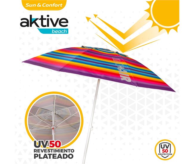 Guarda-sol de praia teto ventilado + proteção UV50 Aktive Beach Multicor
