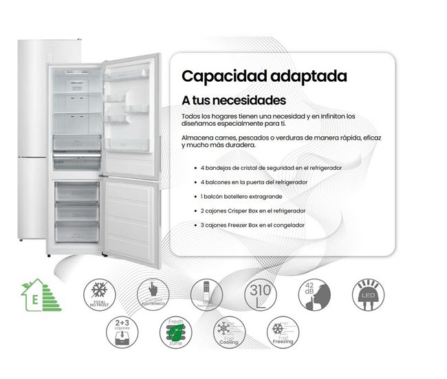 Frigorífico combinado INFINITON FGC-310C88BEK, 310 l Branco