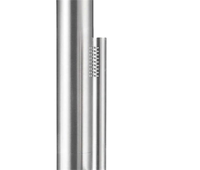 SASSARI Sined Chuveiro exterior em aço inoxidável 316L com misturadora e chuveiro manual, aço inoxidável acetinado Cinza