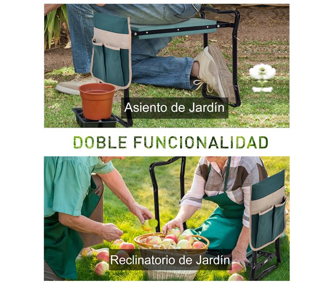 Banco de Jardinagem Aço e Espuma EVA Outsunny Multicor