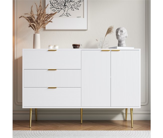 Aparador com 2 portas e 3 gavetas Branco