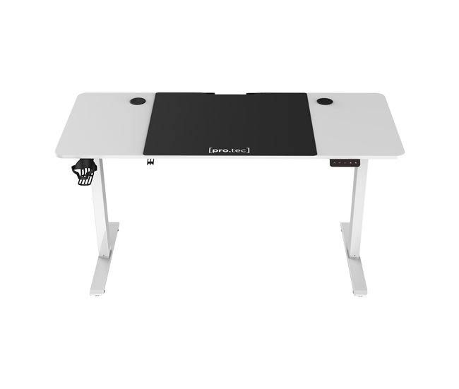 Secretária regulável em altura Stryn Aglomerado e Aço 60x140 Branco/cinza