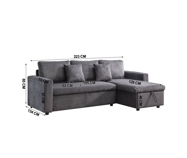 Chaise longue DRAKO reversível cor cinza escuro Cinza Escuro