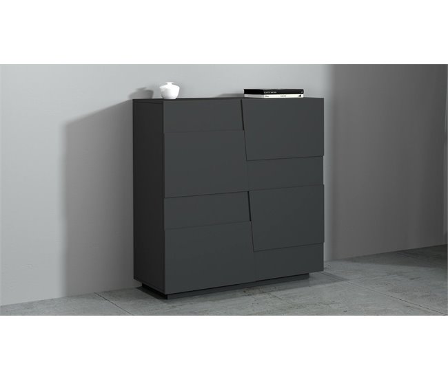 Armário multiuso com 2 portas com efeito madeira 120 Antracite