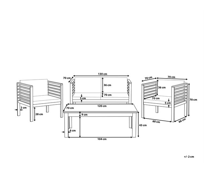 Beliani Conjunto lounge Madeira de acácia PACIFIC Branco/ Bege