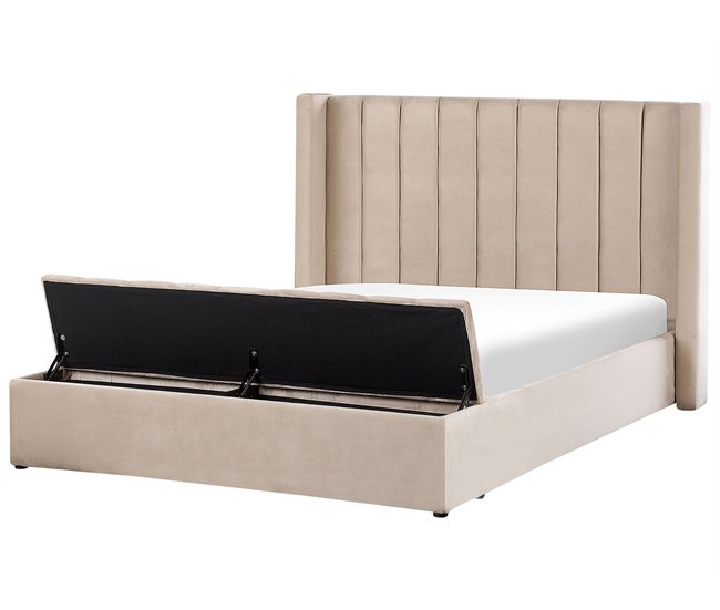 Beliani Cama de água Veludo NOYERS 190x247 Bege
