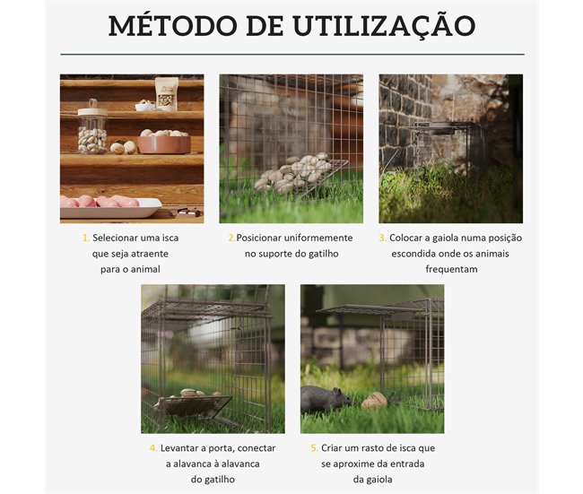 Armadilha para Animais Vivos Aço Outsunny Castanho