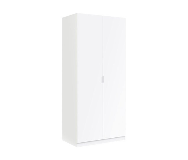 Armário 2 portas com efeito madeira 81 Branco