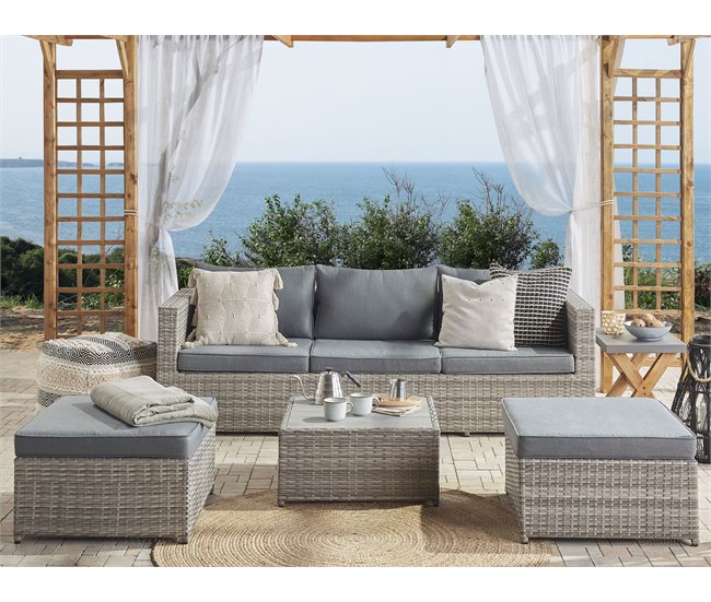 Beliani Conjunto lounge SABBIA Cinza Claro