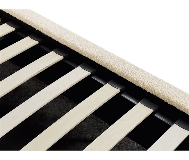 Beliani Cama com armazenamento Bouclé VAUCLUSE 194x214 Bege