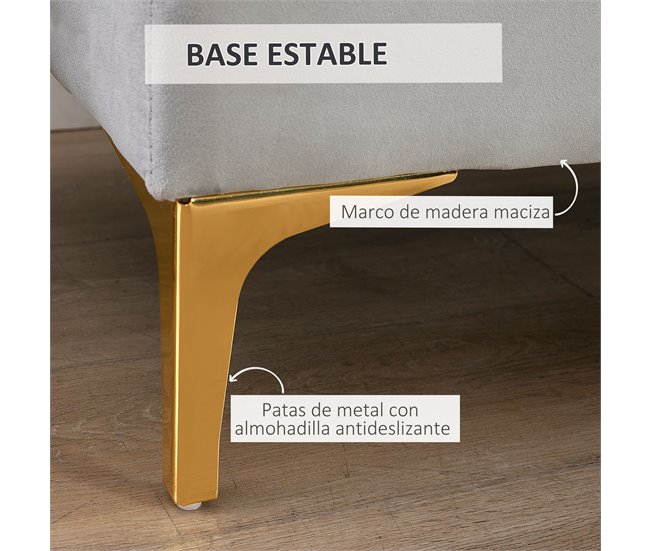 Banco de Pé de Cama Poliéster, espuma e metal HOMCOM Cinza
