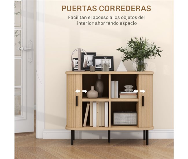 Aparador MDF, melamina de madeira, aço HOMCOM Castanho