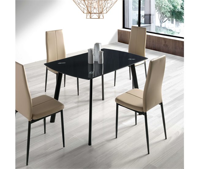 Pacote de 4 cadeiras de jantar modernas Brea em couro sintético Bege