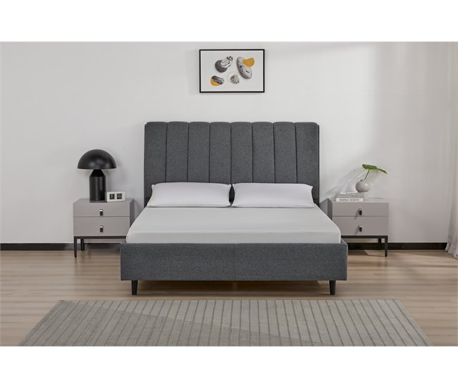 Cama MAJESTIC 150x190 cm cinza Cinza