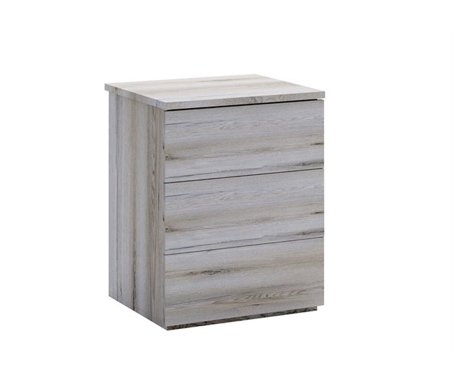 Mesa de cabeceira com 3 gavetas BERGEN Bege