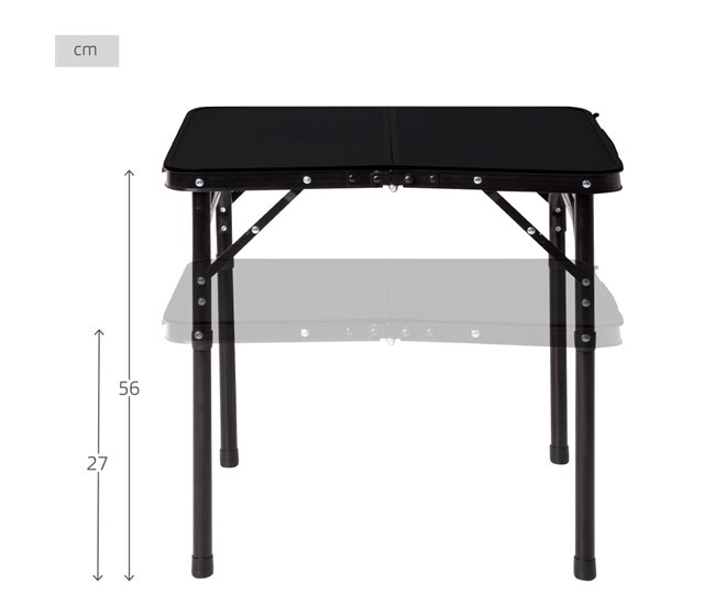 Aktive Mesa de acampamento dobrável, regulável em altura e antiderrapante, preta c/rede Preto
