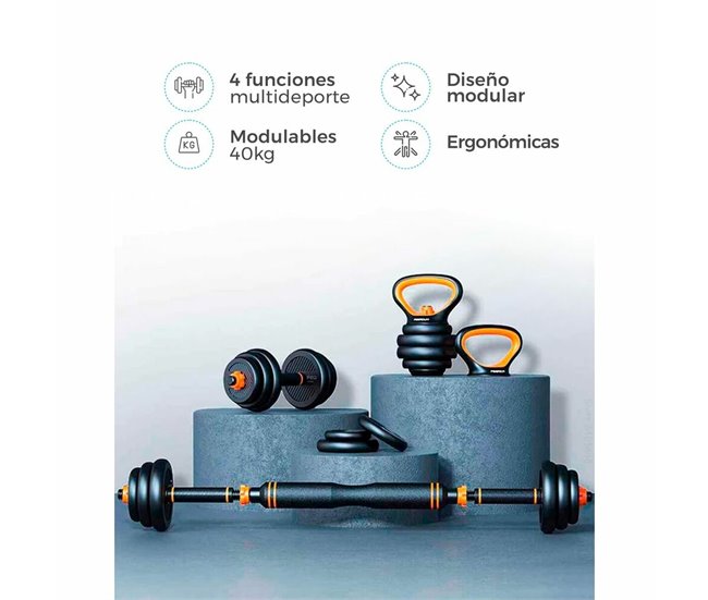 Kit de Pesos Russos e Halteres ORMANC40 Multicor