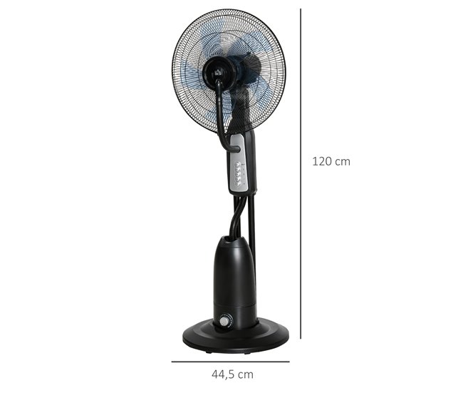 Ventoinha com Nebulizador Metal, AS, ABS e PE HOMCOM Preto