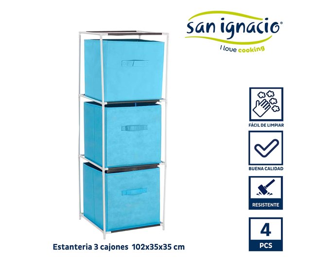 Prateleira 3 gavetas coleção KIPIT 102 Azul