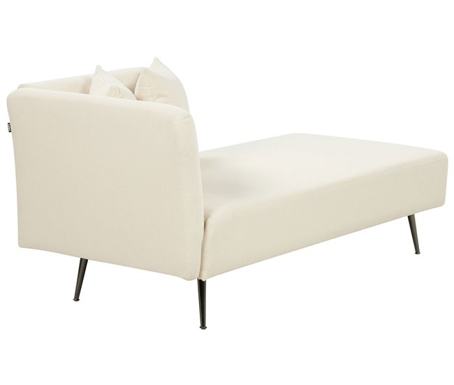 Beliani Chaise longue versão à esquerda Bouclé RIOM Branco/ Bege
