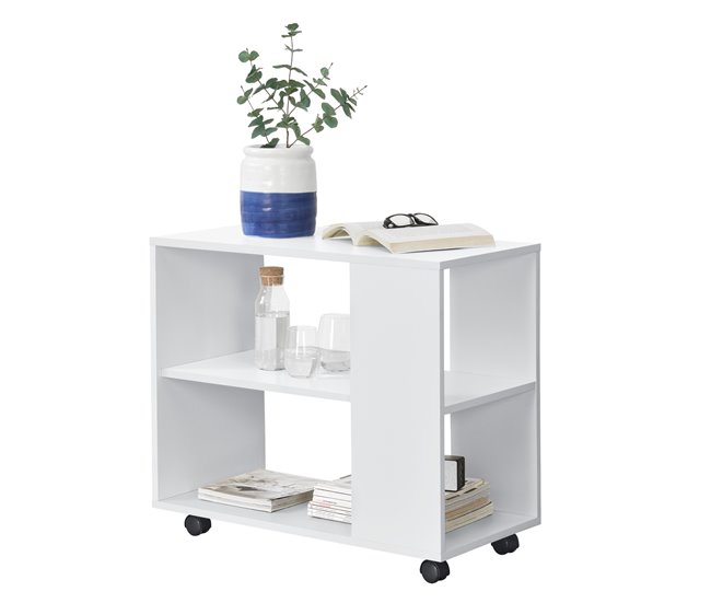 Mesa de centro Älvdalen com rodas e prateleira bloqueáveis Branco