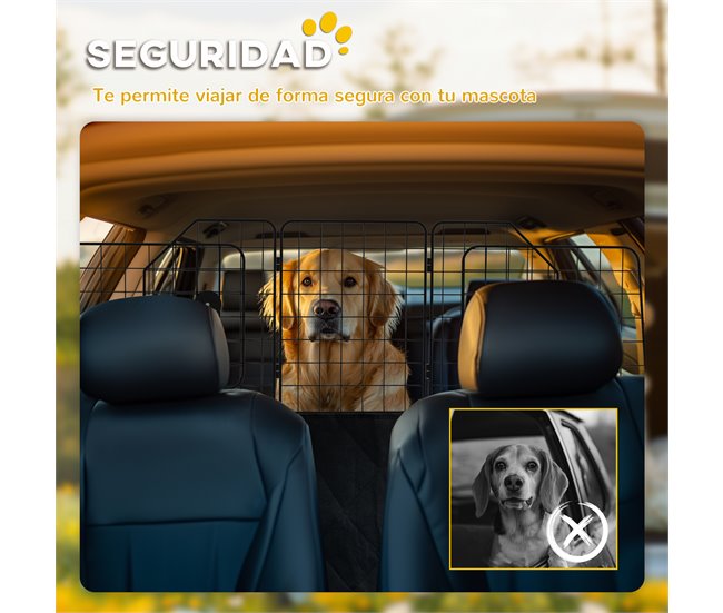 Separador de carro para cães aço PawHut Preto