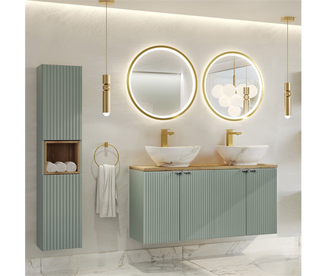 Móvel de lavatório Móvel de lavatório de 4 portas Verde Jade Verde