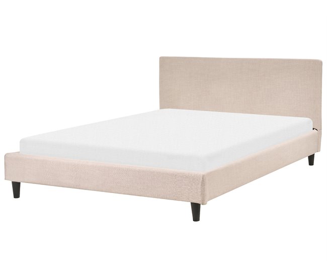 Beliani Cama com estrado Poliéster FITOU 150x214 Areia