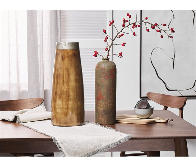 Beliani Jarrón decorativo CYRENE Castanho