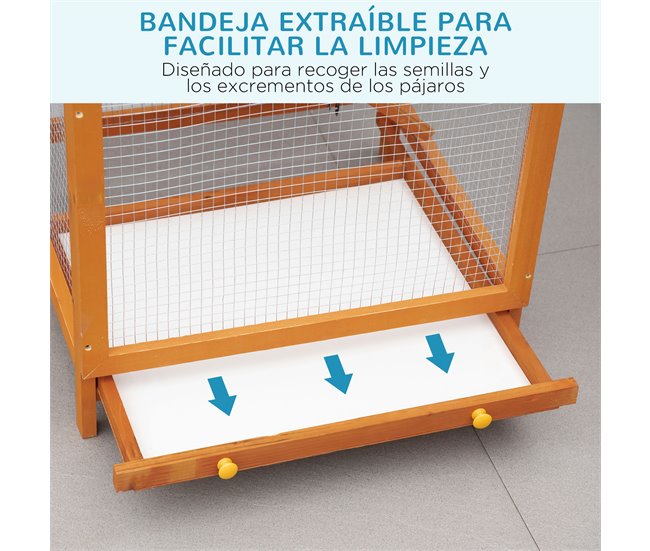 Gaiola para Pássaros Madeira de Abeto PawHut Laranja