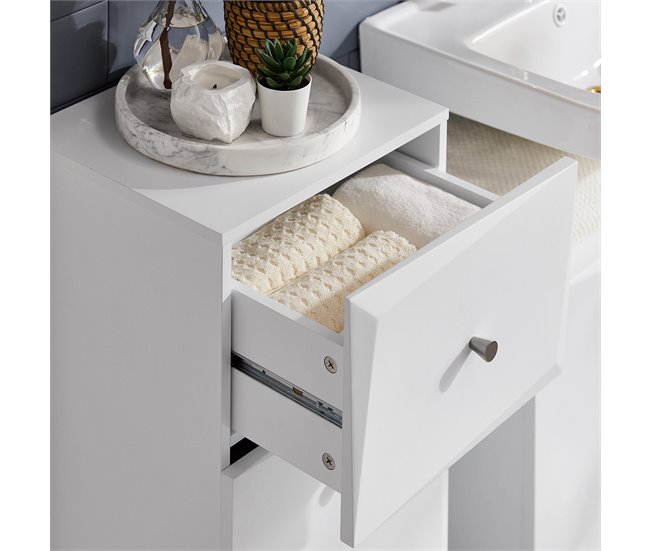 Armário para roupa suja com 1 cesto e 1 gaveta BZR93-W SoBuy Branco