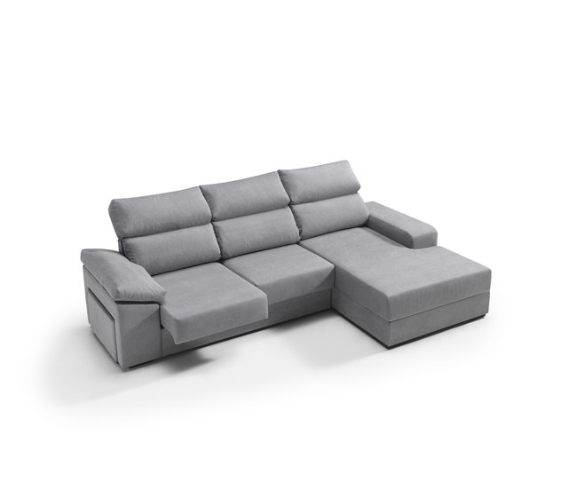 Chaise longue dereita com arrumação RUBIK Cinza