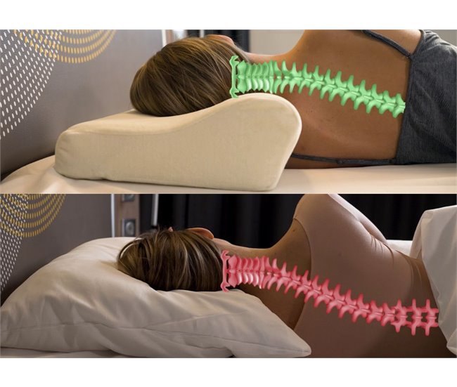 Almofada Ergonômica e Cervical de Luxo de Espuma de Memória Branco/ Bege
