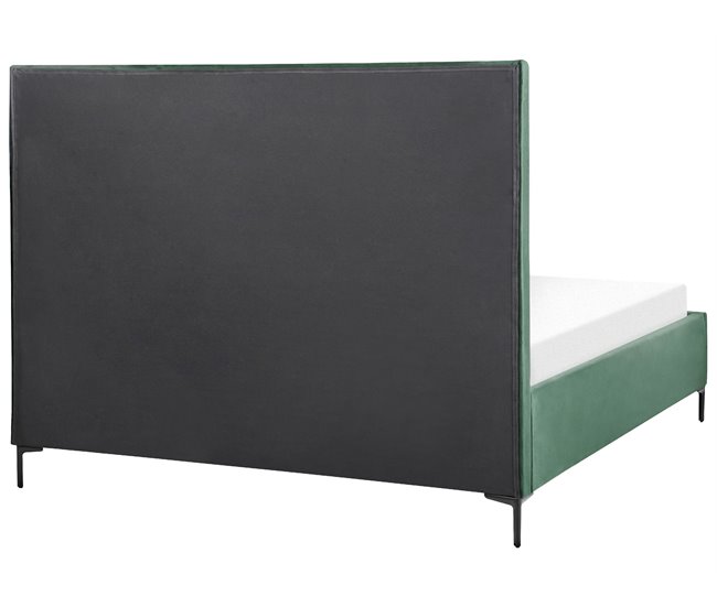 Beliani Cama com armazenamento Veludo SEZANNE 190x215 Rosa