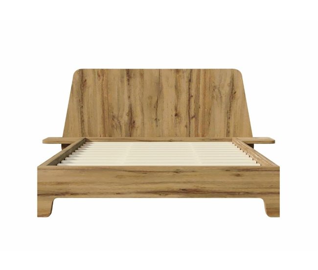 Cama king size com efeito madeira e cabeceira 205x224