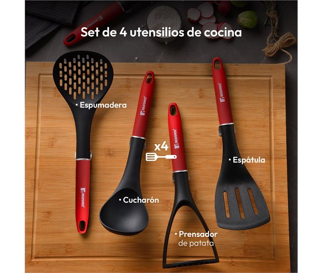 Conjunto de 2 frigideiras CLASSIQUE em + utensílios de cozinha Bergner Preto