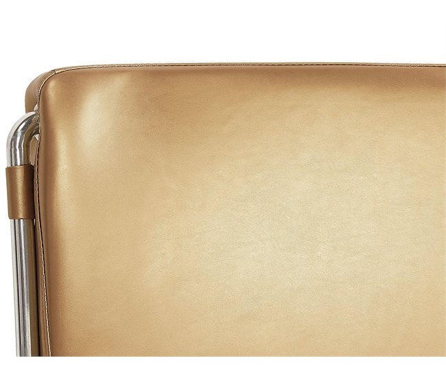 Beliani Cama Piel PARIS 215x228 Dourado
