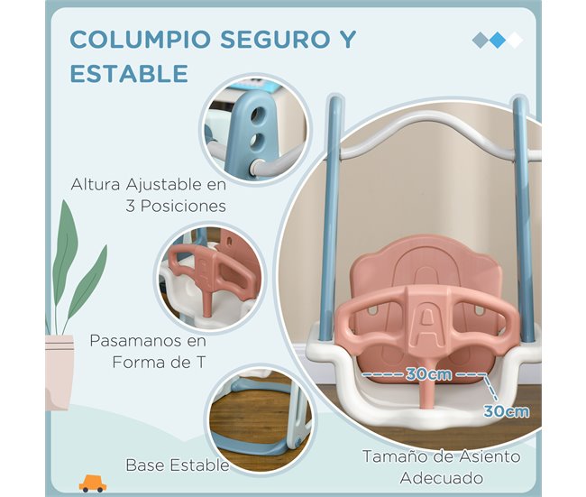 Escorrega Infantil com Baloiço HDPE, PP HOMCOM Multicor