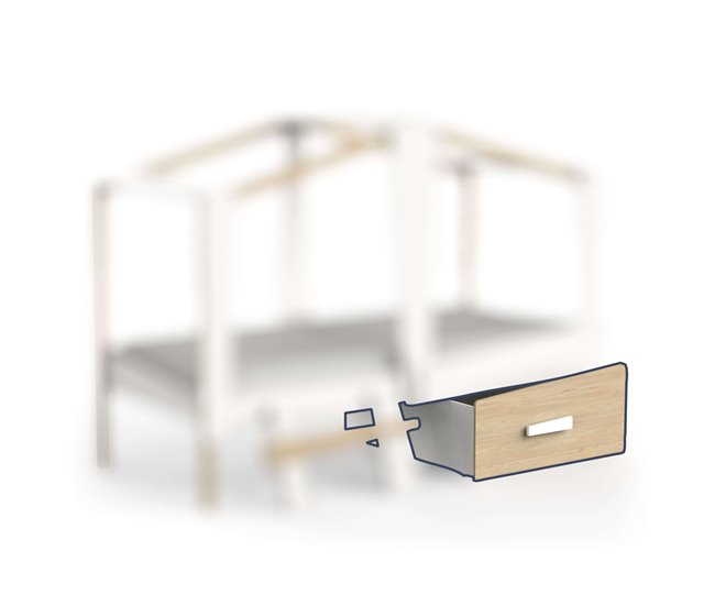 Cabana infantil com gaveta baixa Branco/ Madeira